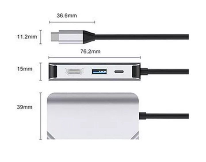 Adaptador Conversor Tipo-c A Hdtv+vga+usb 3.0+pd-3