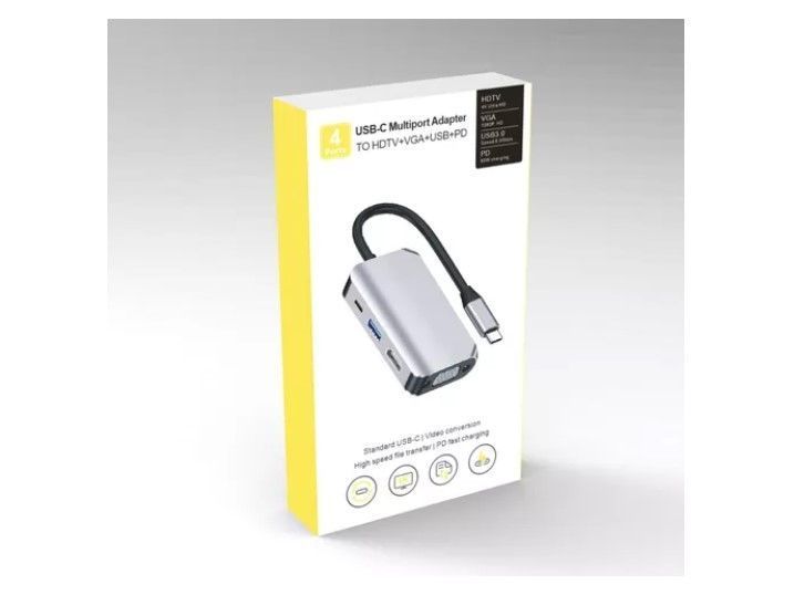 Adaptador Conversor Tipo-c A Hdtv+vga+usb 3.0+pd-4