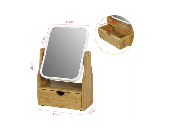 Espejo De Maquillaje Rotacion 360 Espejo De Mesa Con Cajon-3