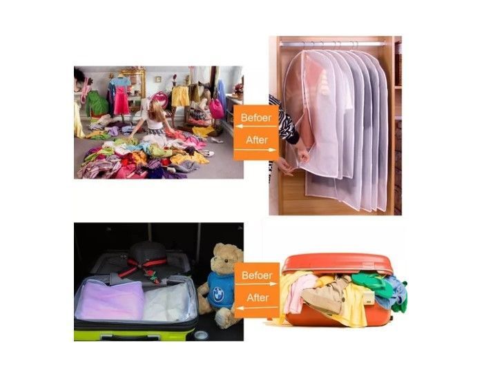 X6 Bolsa Colgante Transparente Cubre Traje Protector De Ropa-2