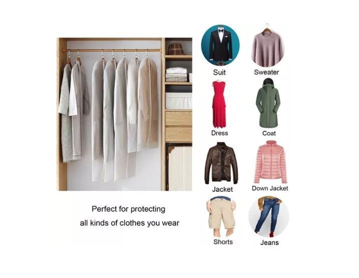X6 Bolsa Colgante Transparente Cubre Traje Protector De Ropa-5