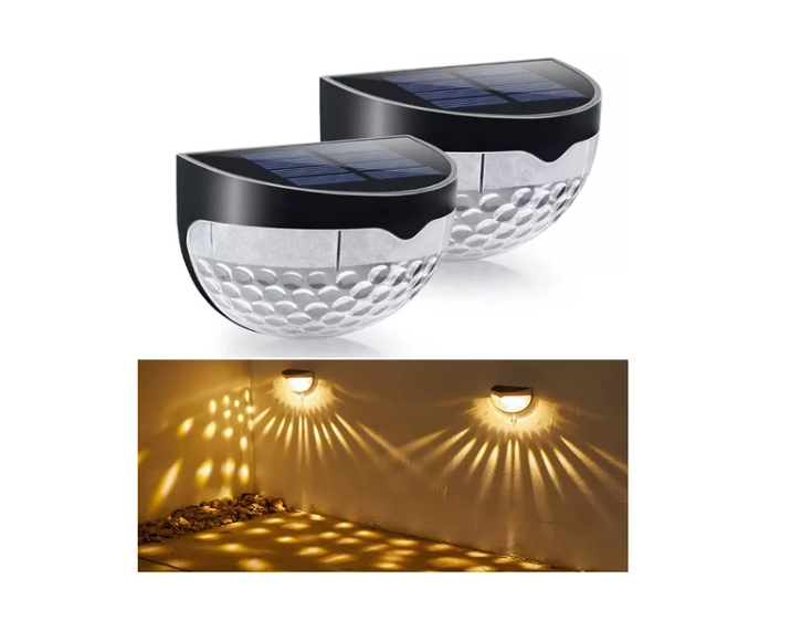 Pack 2 Aplique Foco Solar 6 Led Decoración Exterior Elegante-2
