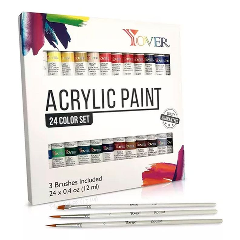 Juego De Pintura Acrilicas 24 Colores Tubos 12ml Arte-0