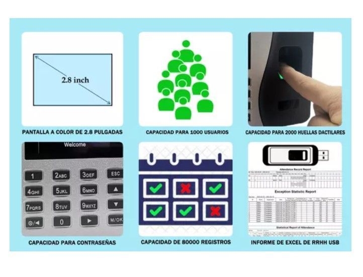Control Horario Biométrico Huella Y Código Hasta2000 Huellas-6