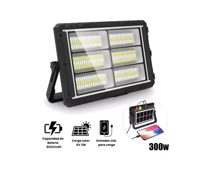 Proyector Reflector Led Con Panel Solar Desmontable 300w-3