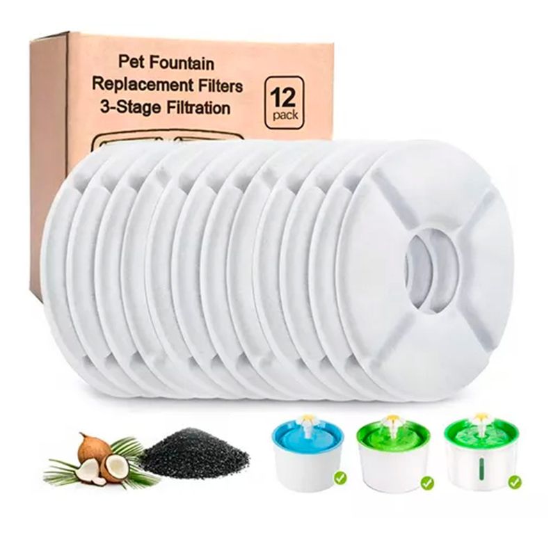 Pack 12 Filtros Bebedero Fuente Agua Eléctrico Gato Perro Agregar a favoritos-0