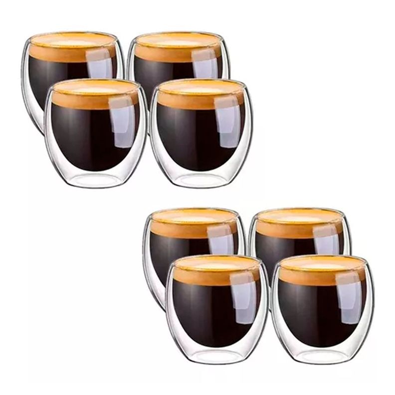 Set 8 Tazas Espresso Doble Pared 250ml Frio, Caliente-1