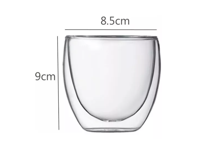 Set 8 Tazas Espresso Doble Pared 250ml Frio, Caliente-2