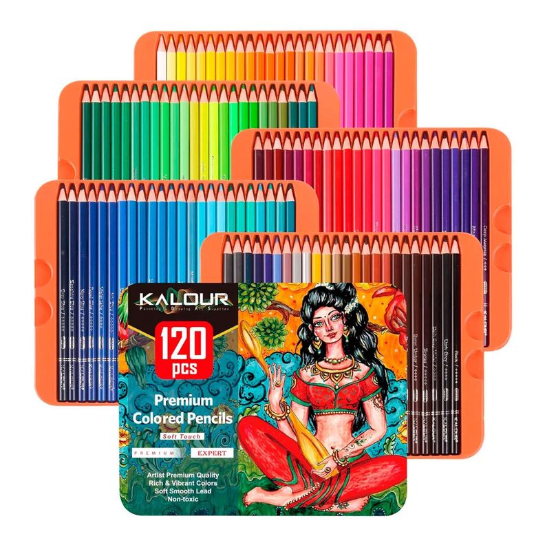 Set 120 Lapices Colore Arte Profesional Dibujo Caja Metalica Kalour