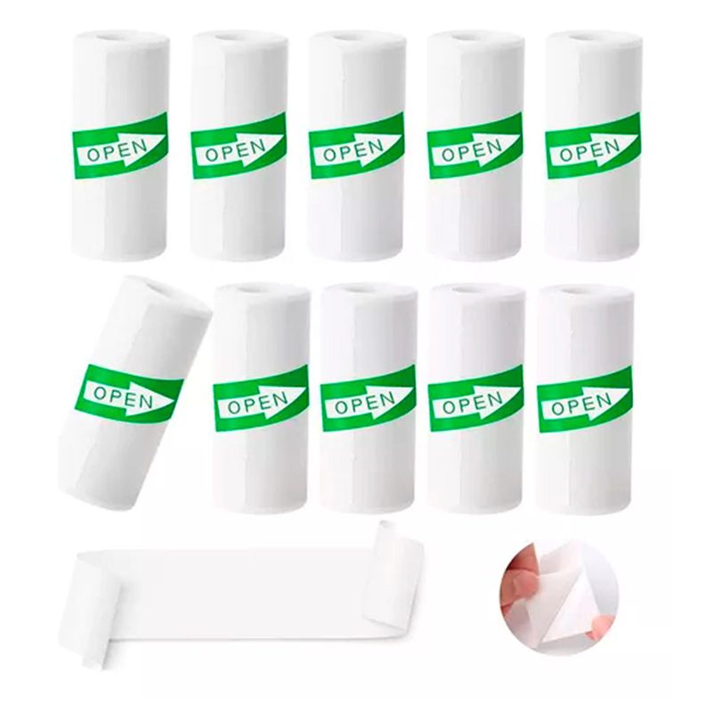 10 Rollos Papel Adhesivo Térmico Para Mini Impresora 58mm-0