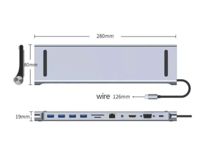 Adaptador Hub 11 En 1 Usb Tipo C Usb-c Hdmi Vga Usb Lan Sd-3