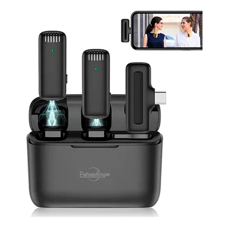 Microfono Inalambrico Doble Solapa + Estuche Entrada Usb C