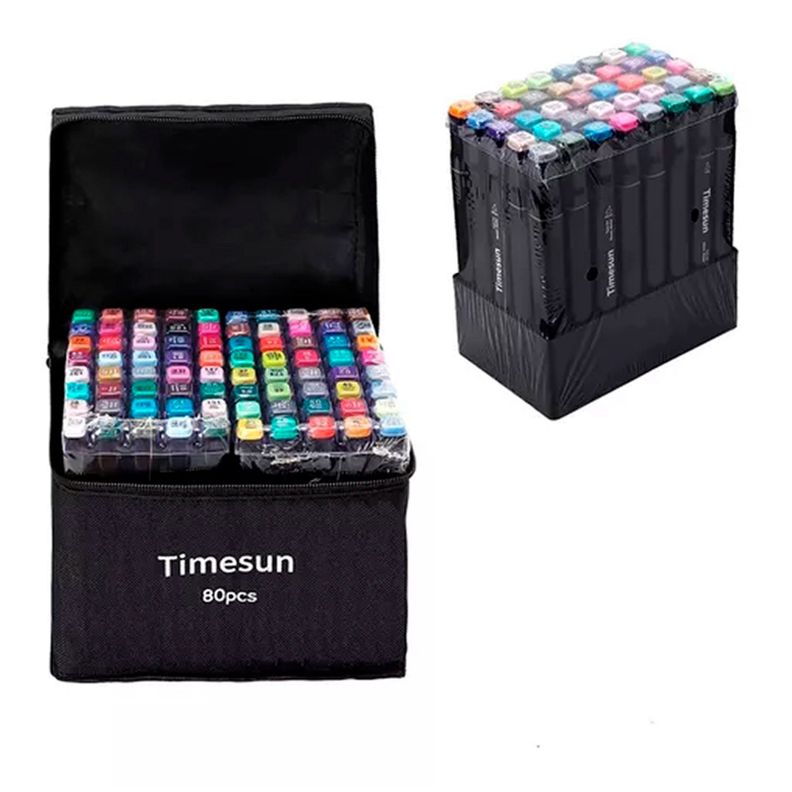 Pack Marcadores De Doble Punta 80 Colores, Pincel -1