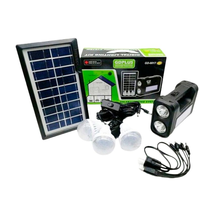 Kit Solar De Emergencia Camping Usb 3 Ampolletas GD-7 -0