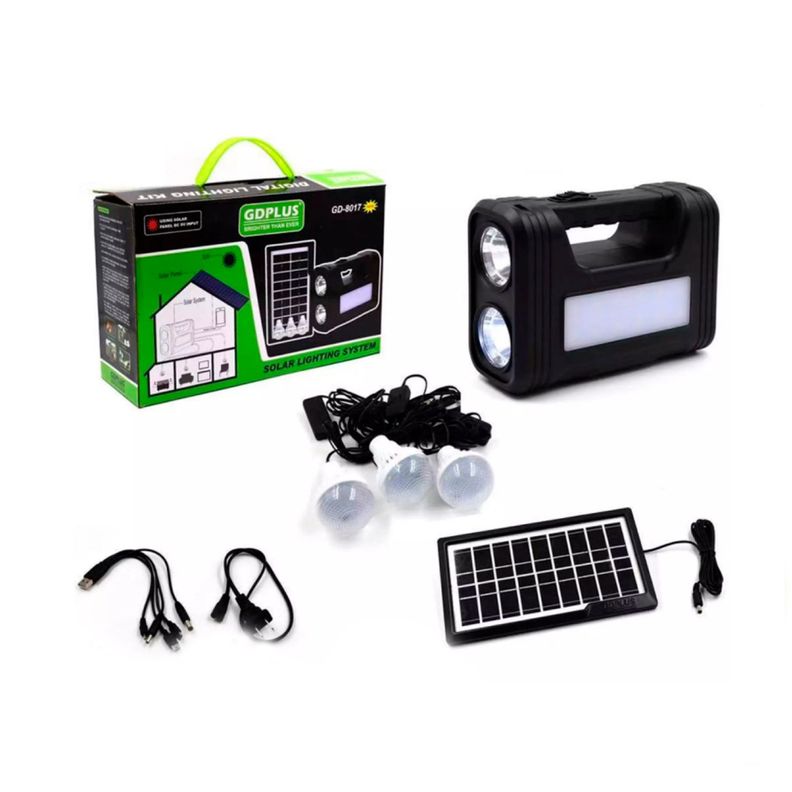 Kit Solar De Emergencia Camping Usb 3 Ampolletas GD-7 -1
