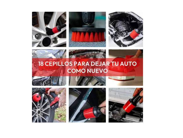 Kit 18 Piezas Limpieza De Auto Interior Y Exterior-1