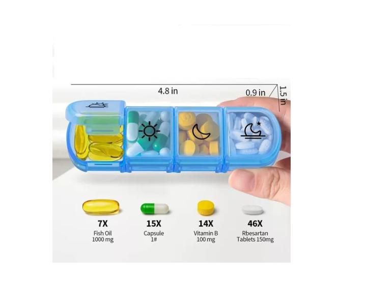 Pastillero Semanal Organizador Portátil 3 Tomas 7 Dias-1