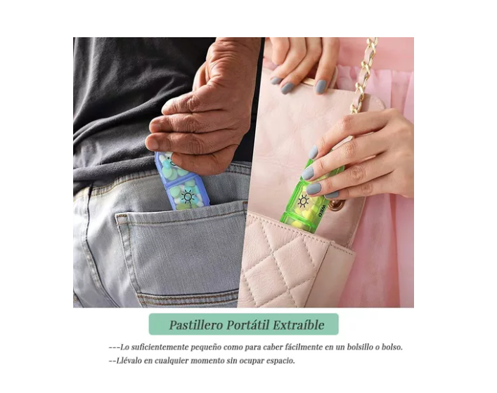 Pastillero Semanal Organizador Portátil 3 Tomas 7 Dias-2