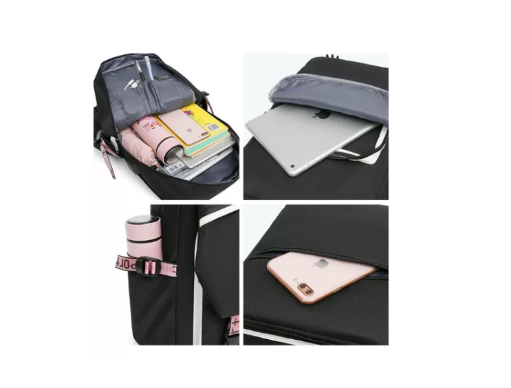 Mochila Urbana Bolso Escolar Juvenil Con Interfaz Usb Aux-4