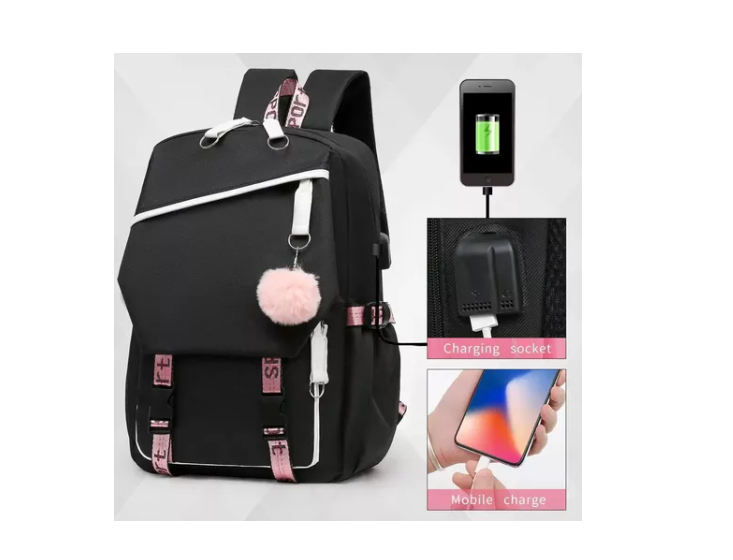 Mochila Urbana Bolso Escolar Juvenil Con Interfaz Usb Aux-5