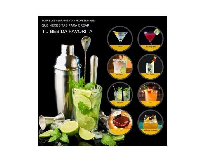 Kit De Utensilios De Coctelería C/coctelera De 750ml, 12 Pzs-2