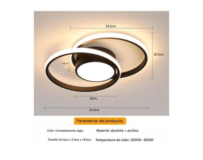 Lámpara De Techo Moderna Led Lámpara Regulable 2 Redondos-2