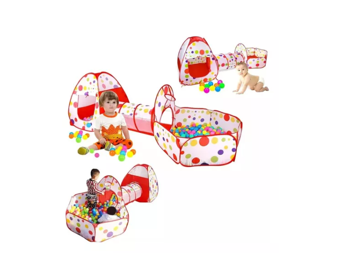 Carpa Piscina De Pelotas Con Tunel Castillo Niños Plegable-2