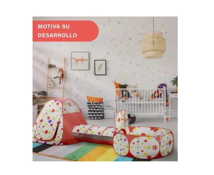 Carpa Piscina De Pelotas Con Tunel Castillo Niños Plegable-3