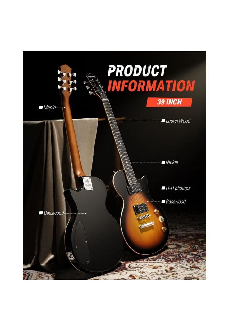 Guitarra Electrica Les Paul Hh Sunburst Dlp-124S Donner-5