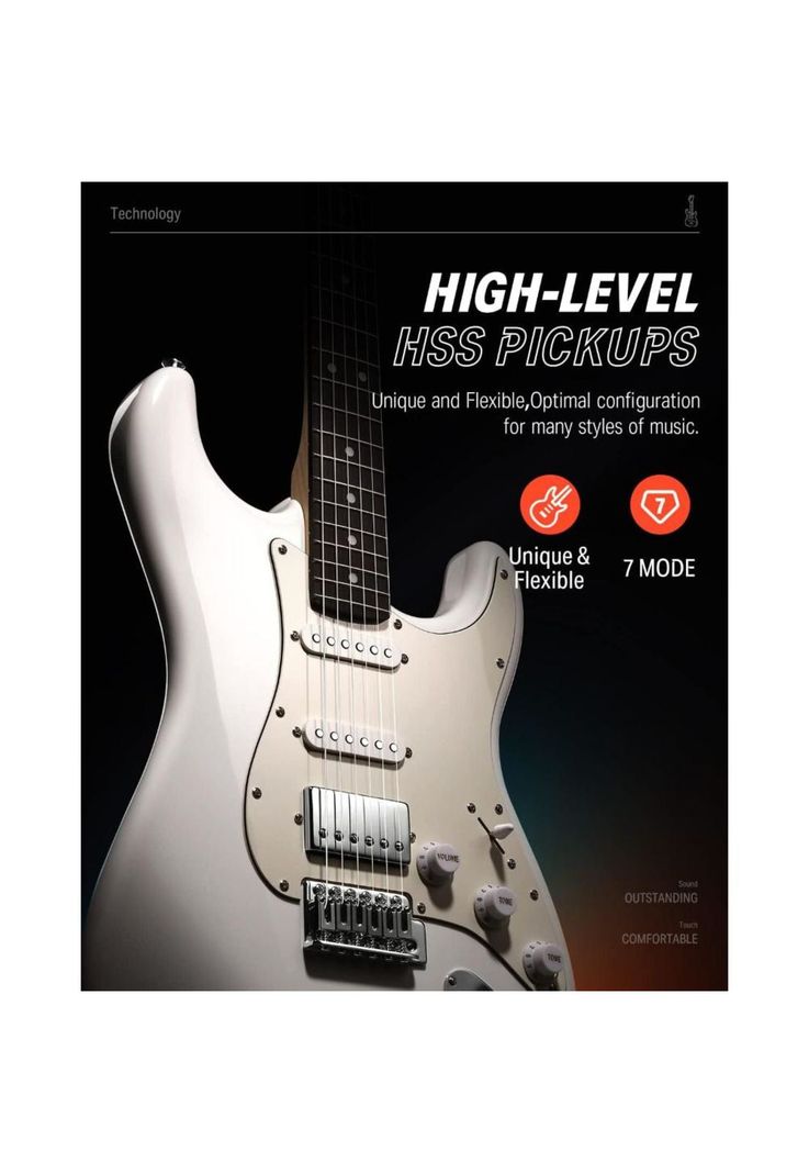 Guitarra Electrica Strat Ssh White Dst-152W Donner-4