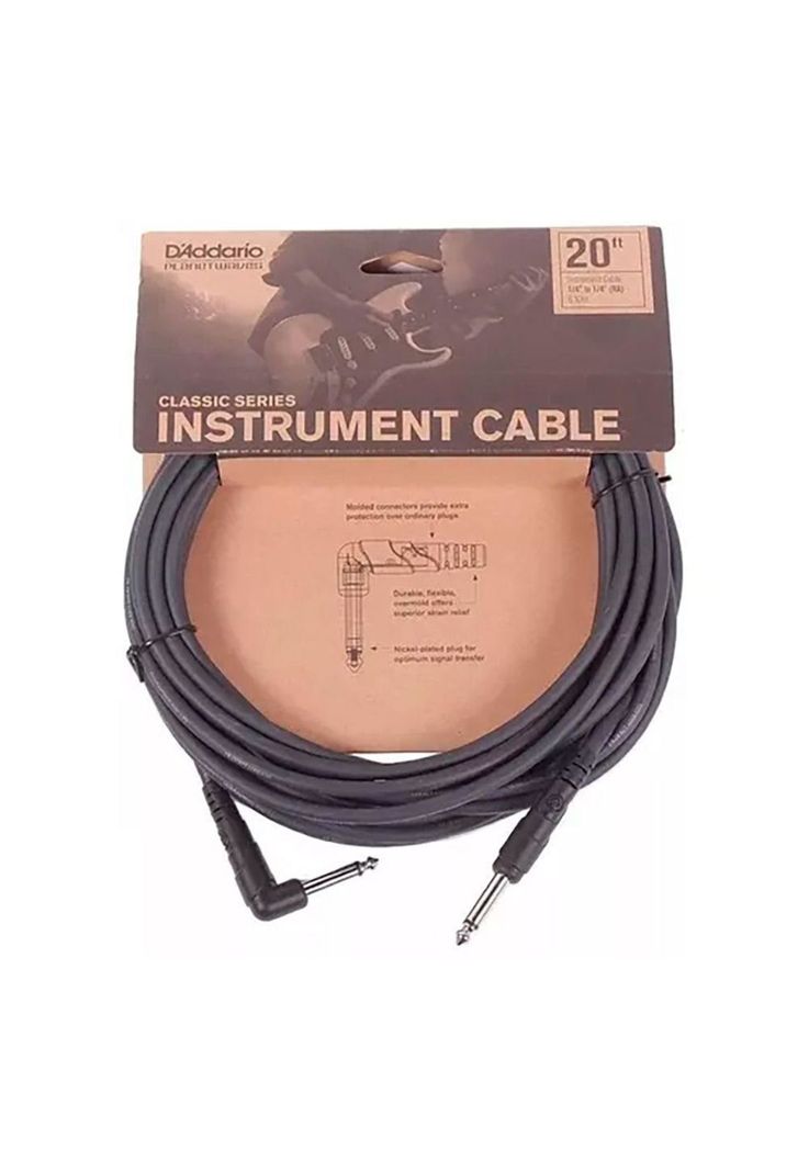 Cable Instrumento Planet Waves 1/4 6,10M Classic Series (Plugs: Recto/En L) PW-CGTPRORA-20-0