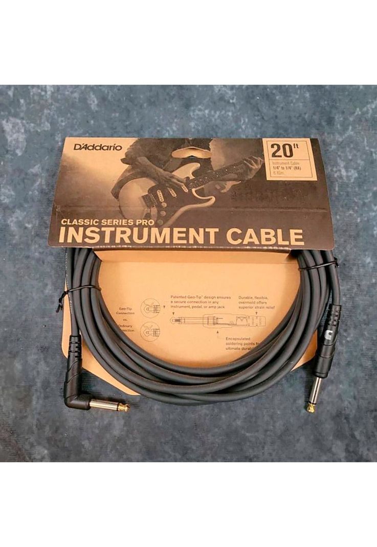Cable Instrumento Planet Waves 1/4 6,10M Classic Series (Plugs: Recto/En L) PW-CGTPRORA-20-1