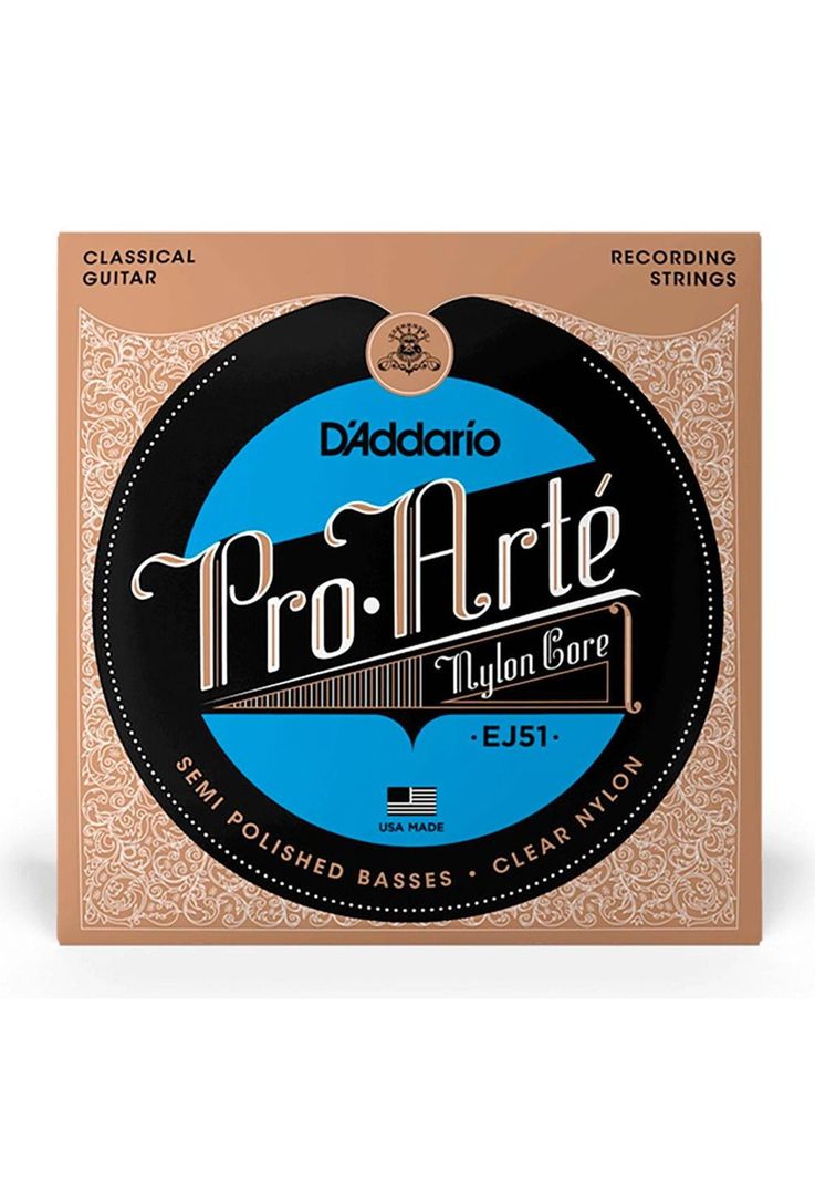 Cuerdas Guitarra Nylon Daddario ProArte Entorchado Plata/Nylon Transp (Tensión Alta) EJ51-1