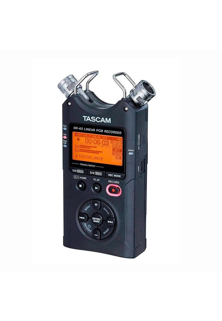 Grabador Audio Digital Tascam Portatil 24Bit/96Khz 4 Canales (In:2Mics+2Xlr) DR-40-0