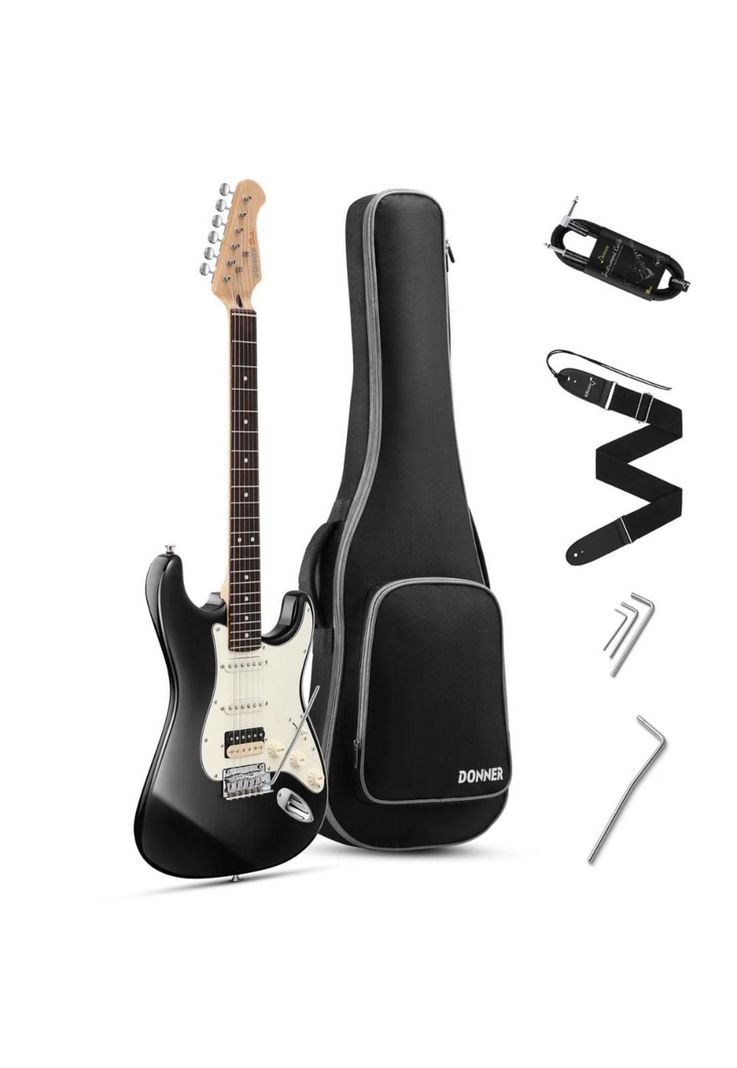 Guitarra Eléctrica Vintage Strat Ssh Black Dst-400B Donner-0