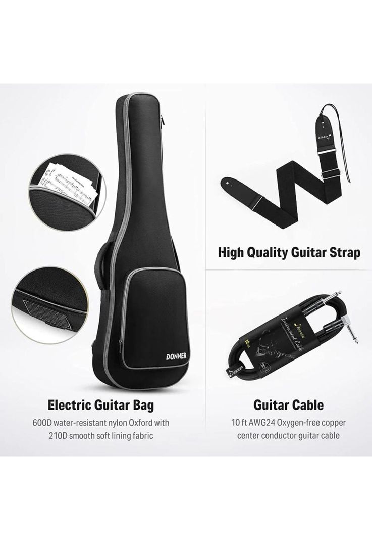 Guitarra Eléctrica Vintage Strat Ssh Black Dst-400B Donner-5