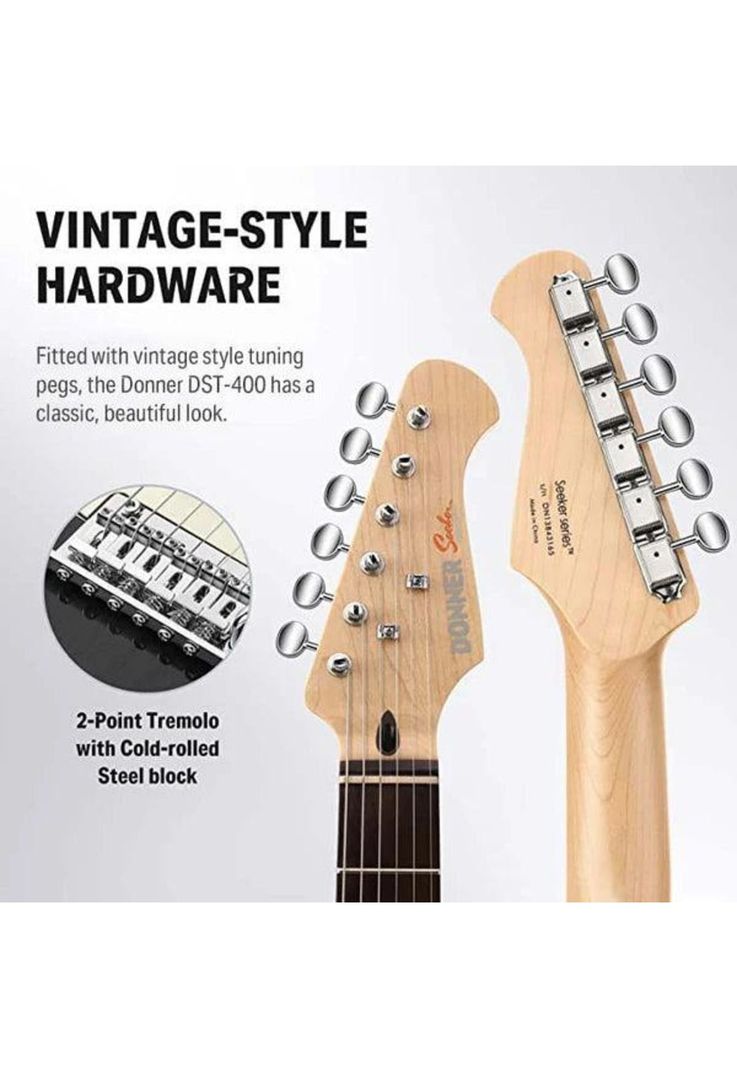 Guitarra Eléctrica Vintage Strat Ssh Black Dst-400B Donner-6