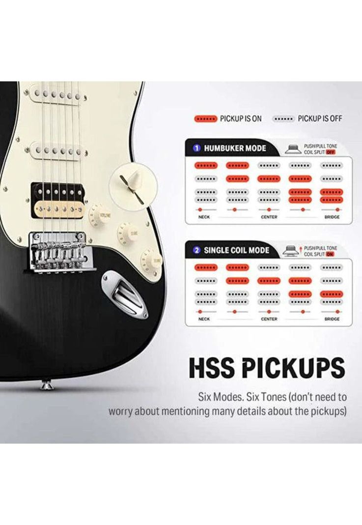 Guitarra Eléctrica Vintage Strat Ssh Black Dst-400B Donner-8