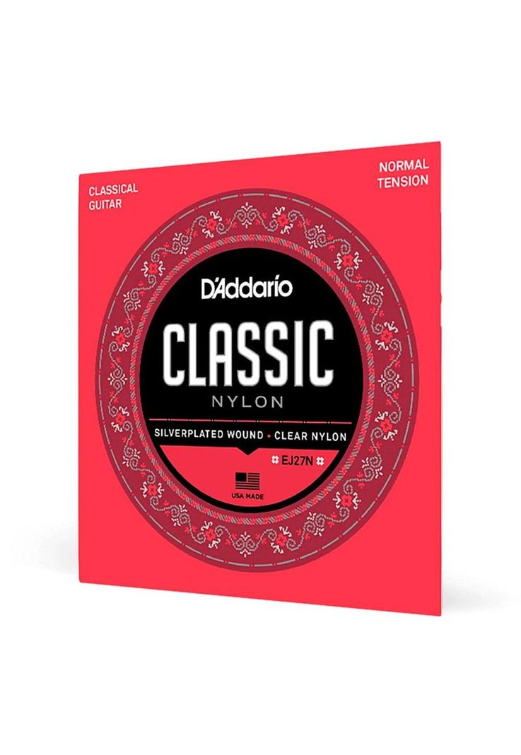 Cuerdas Guitarra Nylon Classic Daddario Entorchado Plata/Nylon Transparente (Tensión Normal) EJ27N-0
