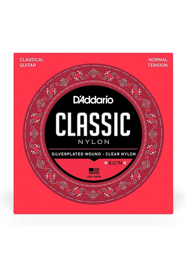 Cuerdas Guitarra Nylon Classic Daddario Entorchado Plata/Nylon Transparente (Tensión Normal) EJ27N-1