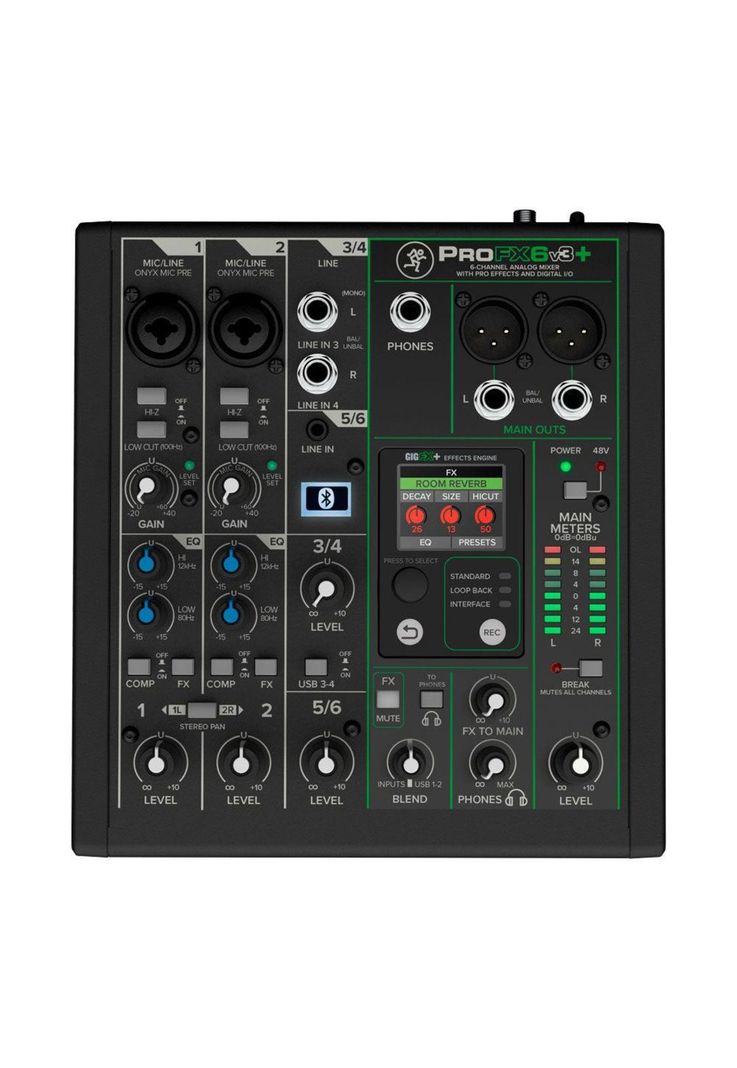 Mixer Analógico 6 Canales- Usb C/Fx+Bt+Loopback Profx6V3+-3
