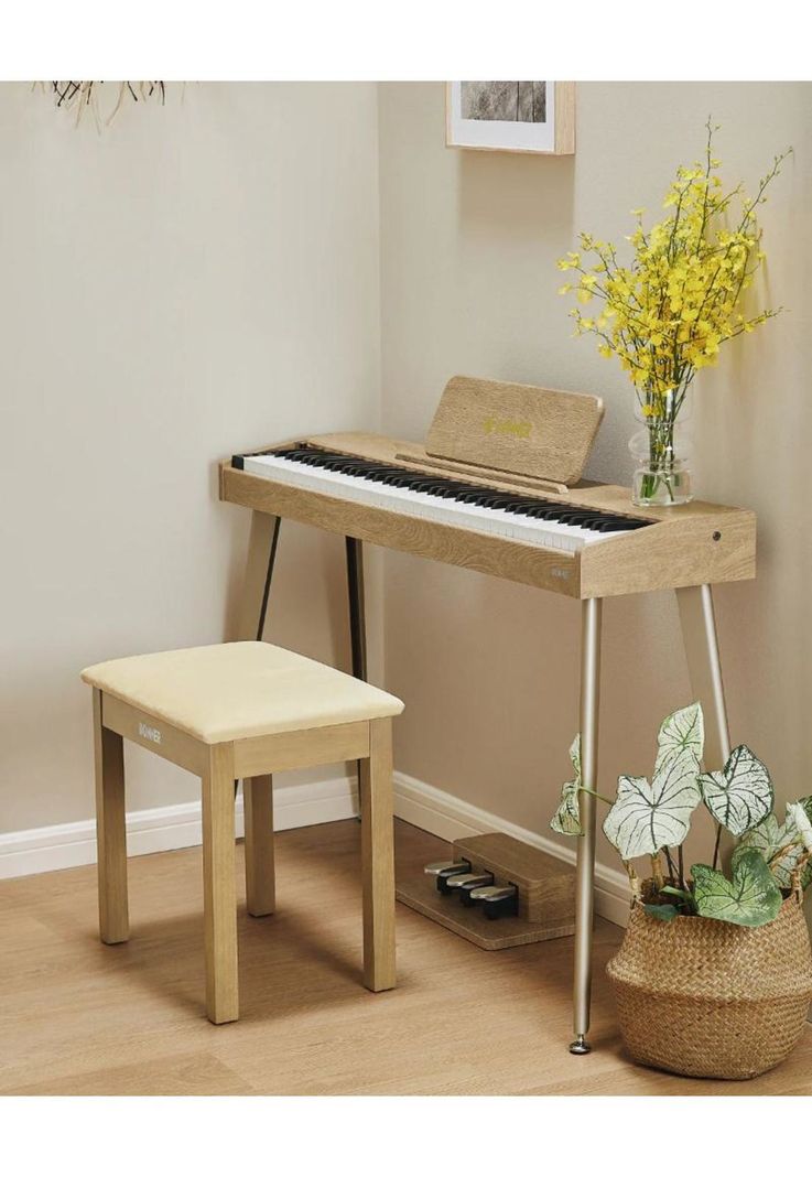 Banqueta De Piano C/Almacenamiento Beige Ec6749 Donner-4