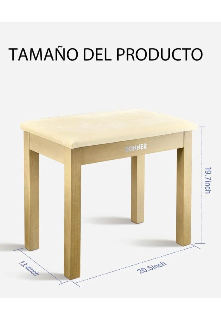 Banqueta De Piano C/Almacenamiento Beige Ec6749 Donner-5