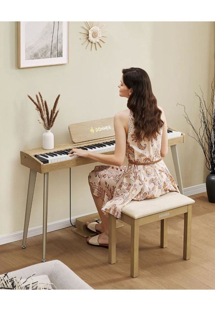 Banqueta De Piano C/Almacenamiento Beige Ec6749 Donner-6