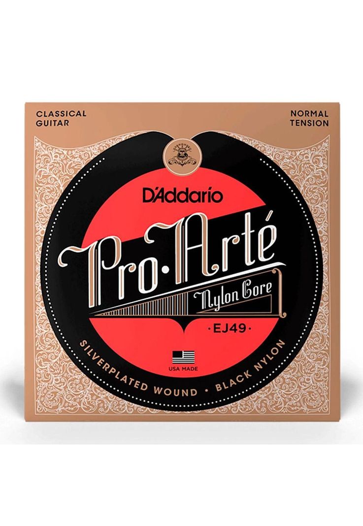 Cuerdas Guitarra Nylon Daddario ProArte Entorchado Plata/Nylon Negro (Tensión Normal) EJ49-3