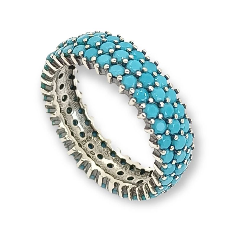 Anillo Plata 925 Turquesa Vintage Bohemio Sortija Compromiso talla 8-0