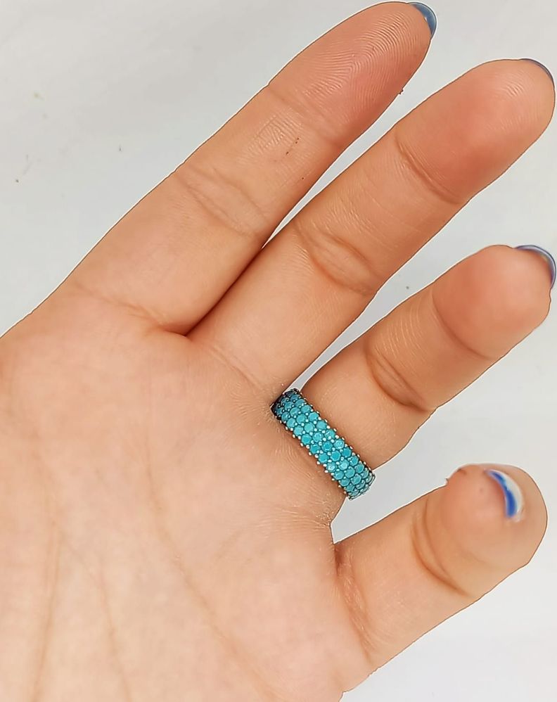 Anillo Plata 925 Turquesa Vintage Bohemio Sortija Compromiso talla 8-3