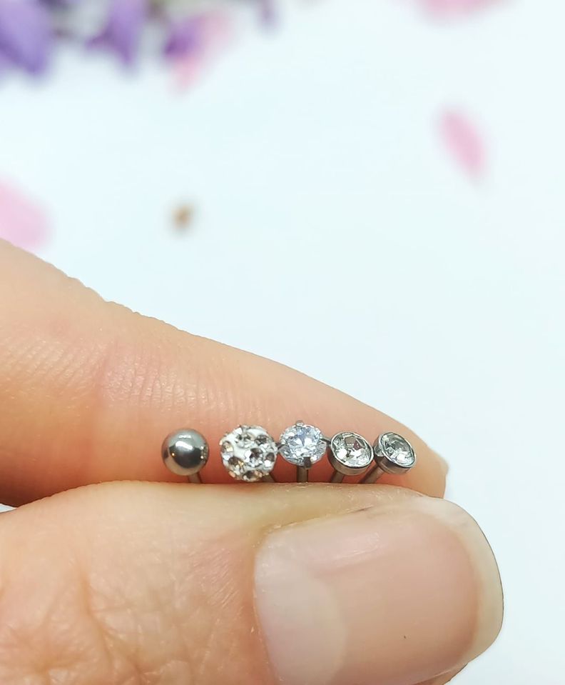 Set 5 Piercing Acero Quirúrgico Nariz Zirconia Punk Nostril-2