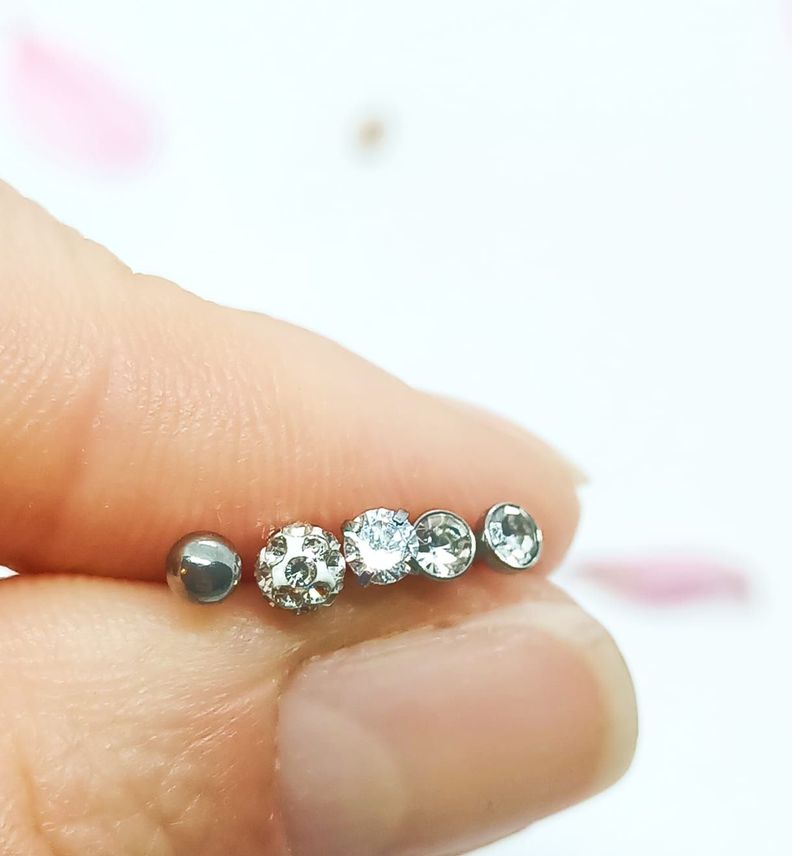 Set 5 Piercing Acero Quirúrgico Nariz Zirconia Punk Nostril-5