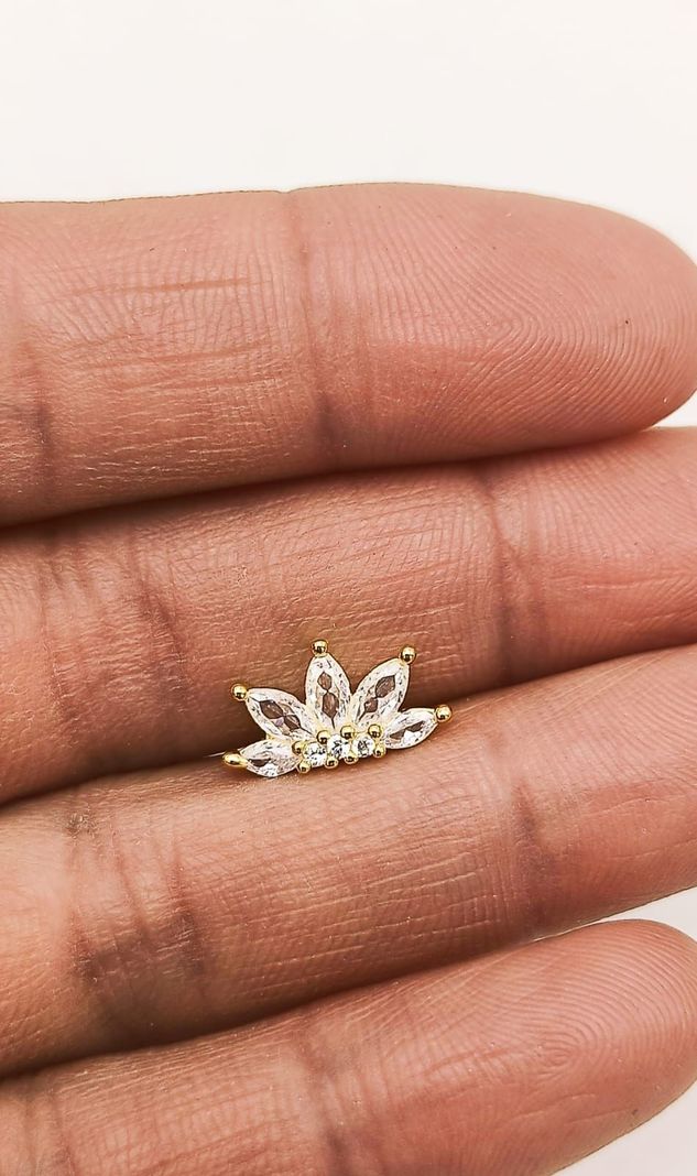 Aro Piercing Corona Helix Flat Plata 925 Chapada En Oro 18k-5